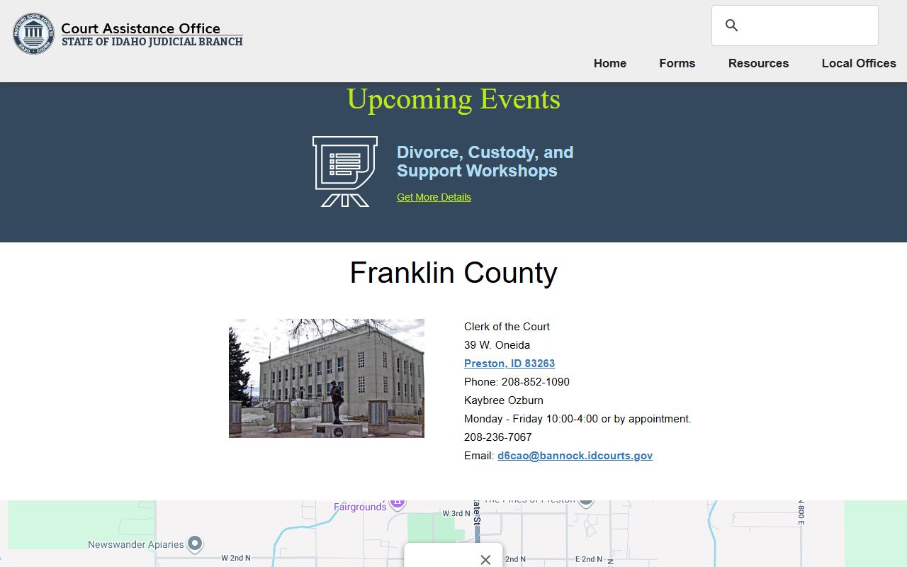 Franklin County court dockets Court Assistance Office listing