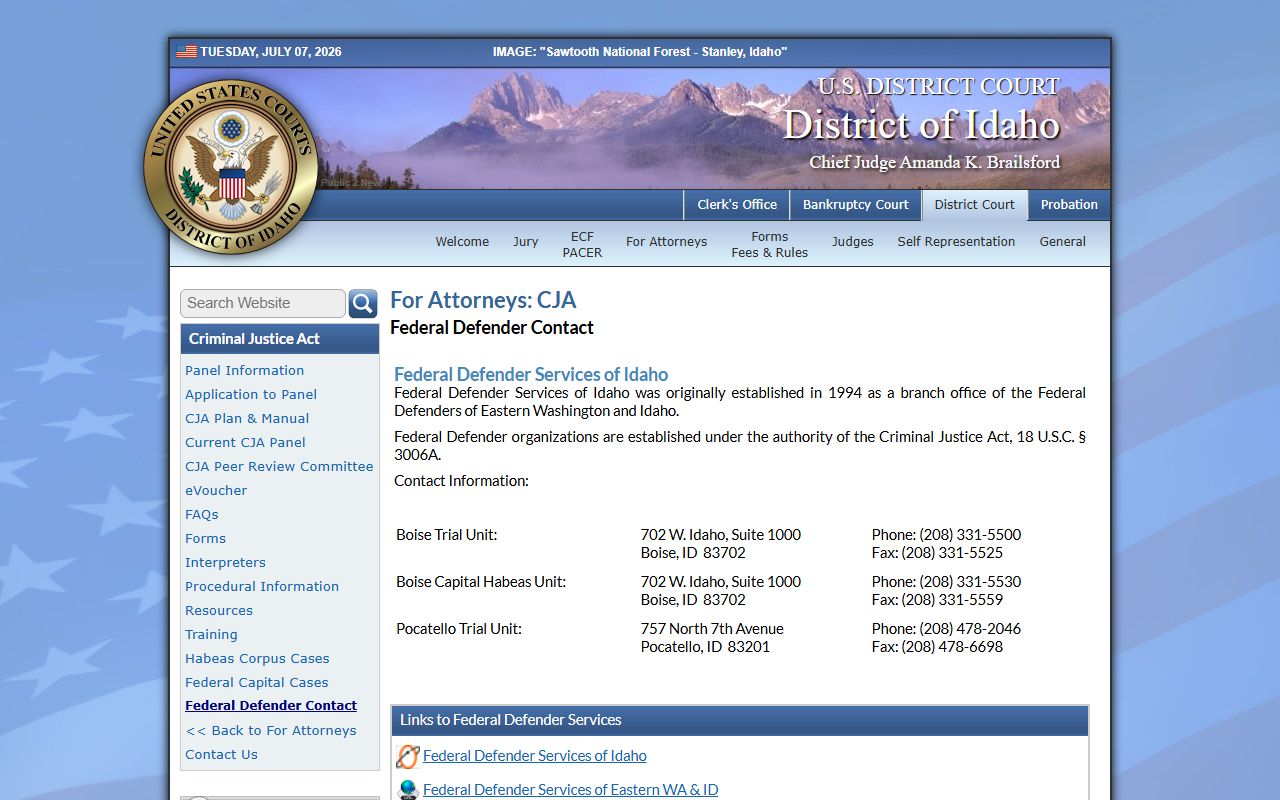 Franklin County District Court records and federal defender distinction