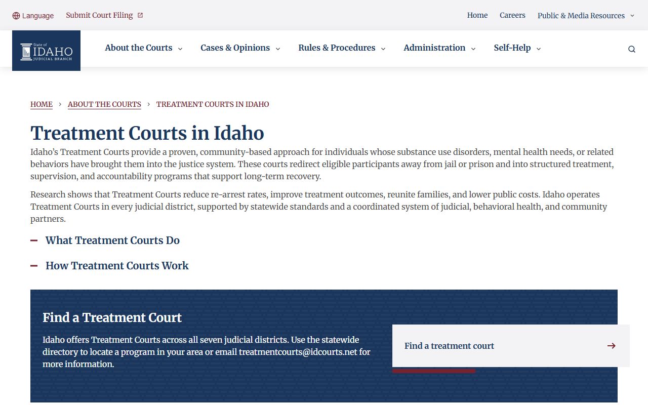 Franklin County District Court records and Idaho treatment courts