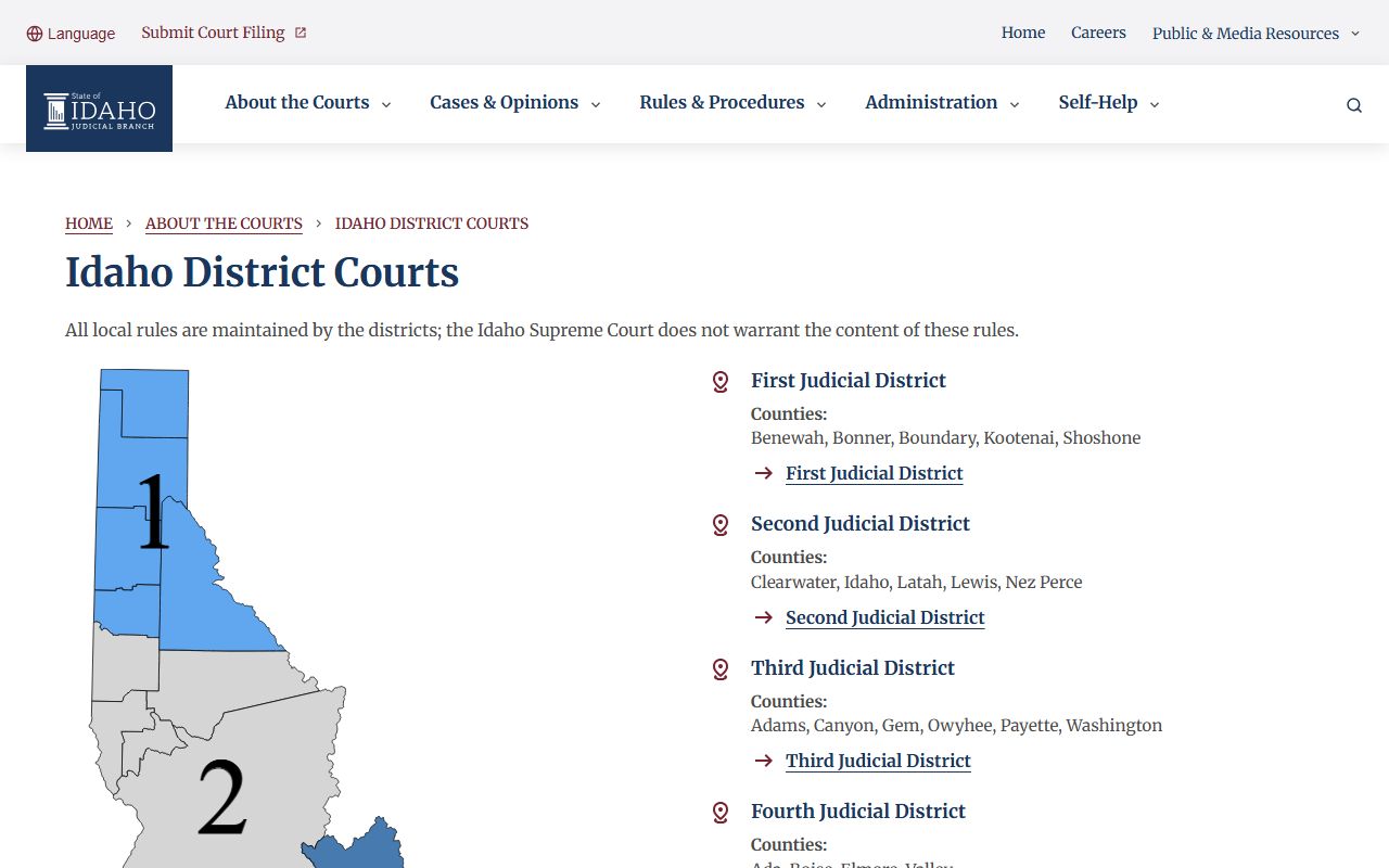Franklin County court records and Idaho District Courts