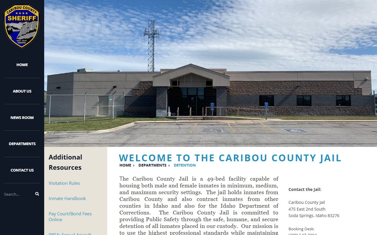 Franklin County inmate records Caribou County Jail facility channel