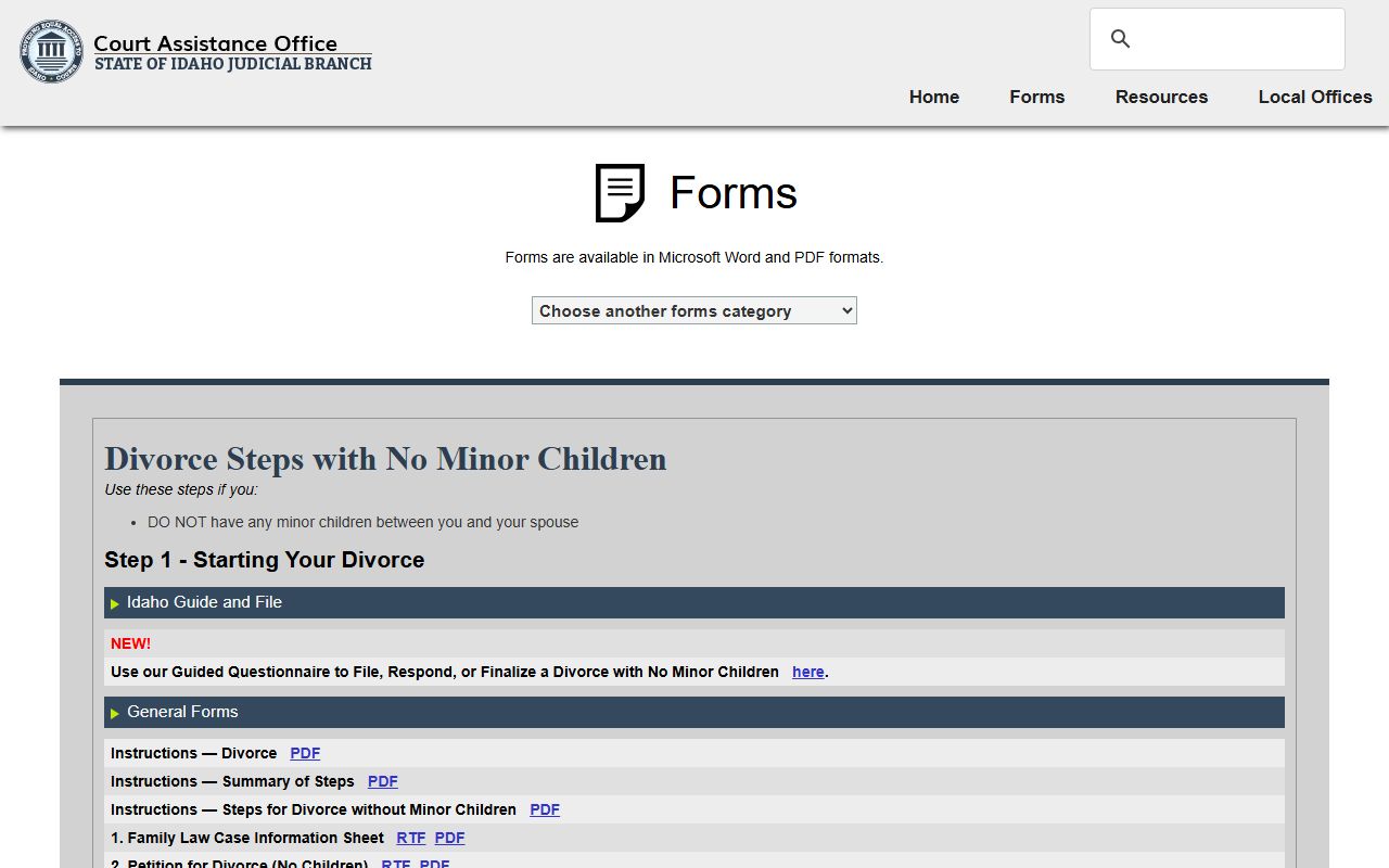 Franklin County marriage and divorce records Idaho divorce forms