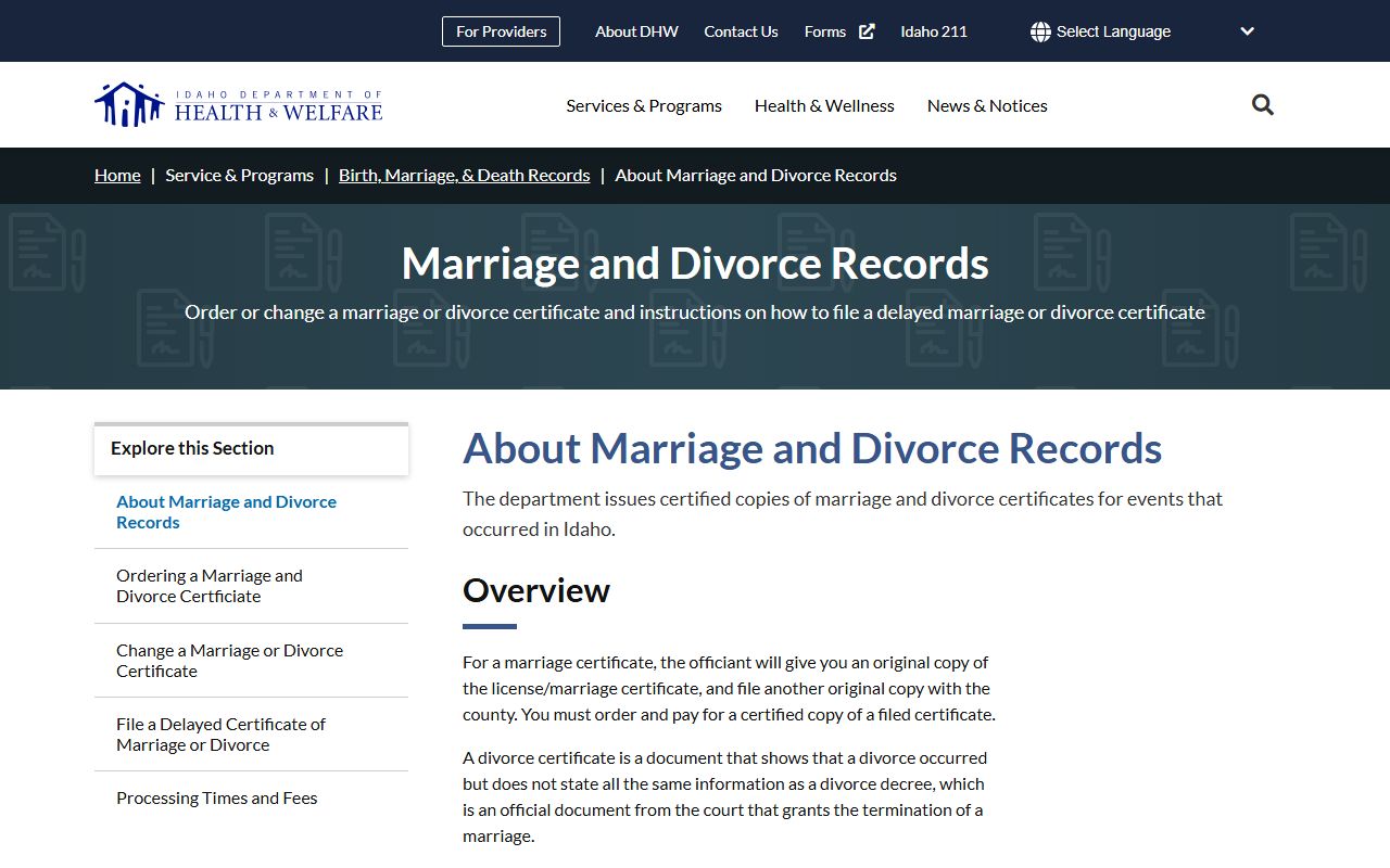 Franklin County marriage and divorce records Idaho certificate rules