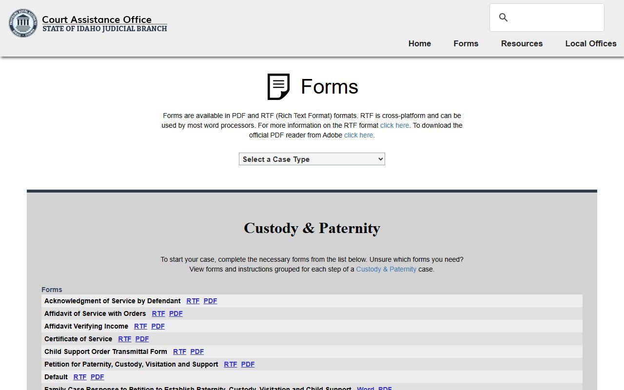 Franklin County probate records Idaho court assistance forms