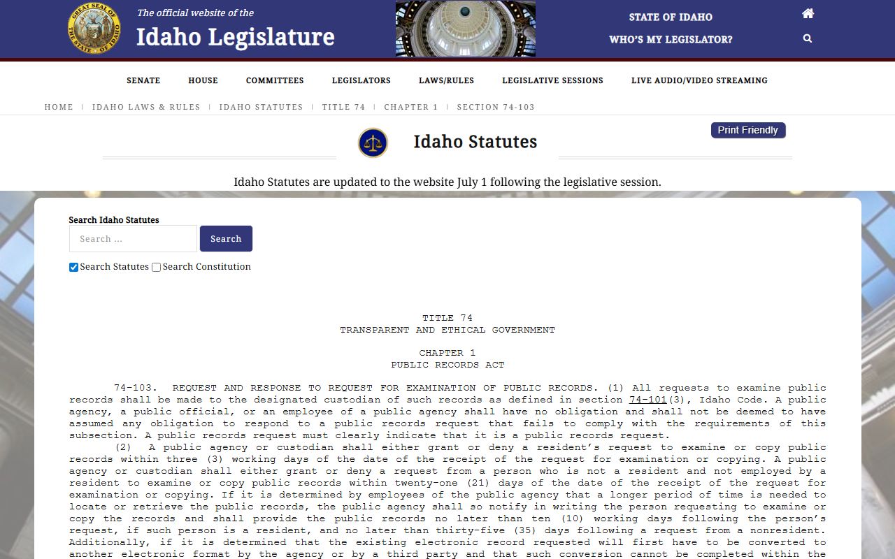Franklin County probate records Idaho public record exemptions