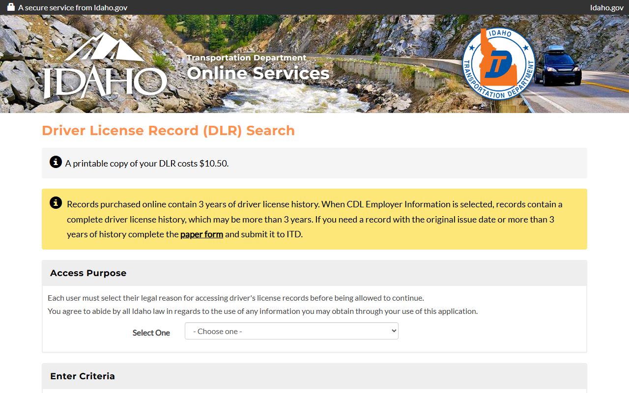 Franklin County traffic court records Idaho driver record search